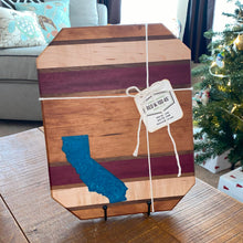 Load image into Gallery viewer, CHARCUTERIE BOARD: MINI CALIFORNIA CHERRY PURPLE HEART RESIN INLAY