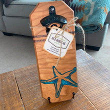 Load image into Gallery viewer, BEER BOTTLE OPENER: CHERRY WALNUT RESIN INLAY