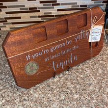 Load image into Gallery viewer, BOARD: TEQUILA BOARD WITH MATCHING SHOT GLASSES MAHOGANY #1