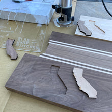 Load image into Gallery viewer, CHARCUTERIE BOARD: CALIFORNIA MAPLE WALNUT WITH MAPLE INLAY