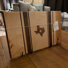 Load image into Gallery viewer, CHARCUTERIE BOARD: VERTICAL STRIPES TEXAS MAPLE WITH WALNUT INLAY
