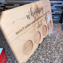 Load image into Gallery viewer, BOARD: WHISKEY BOARD WITH MATCHING SHOT GLASSES MAPLE #1
